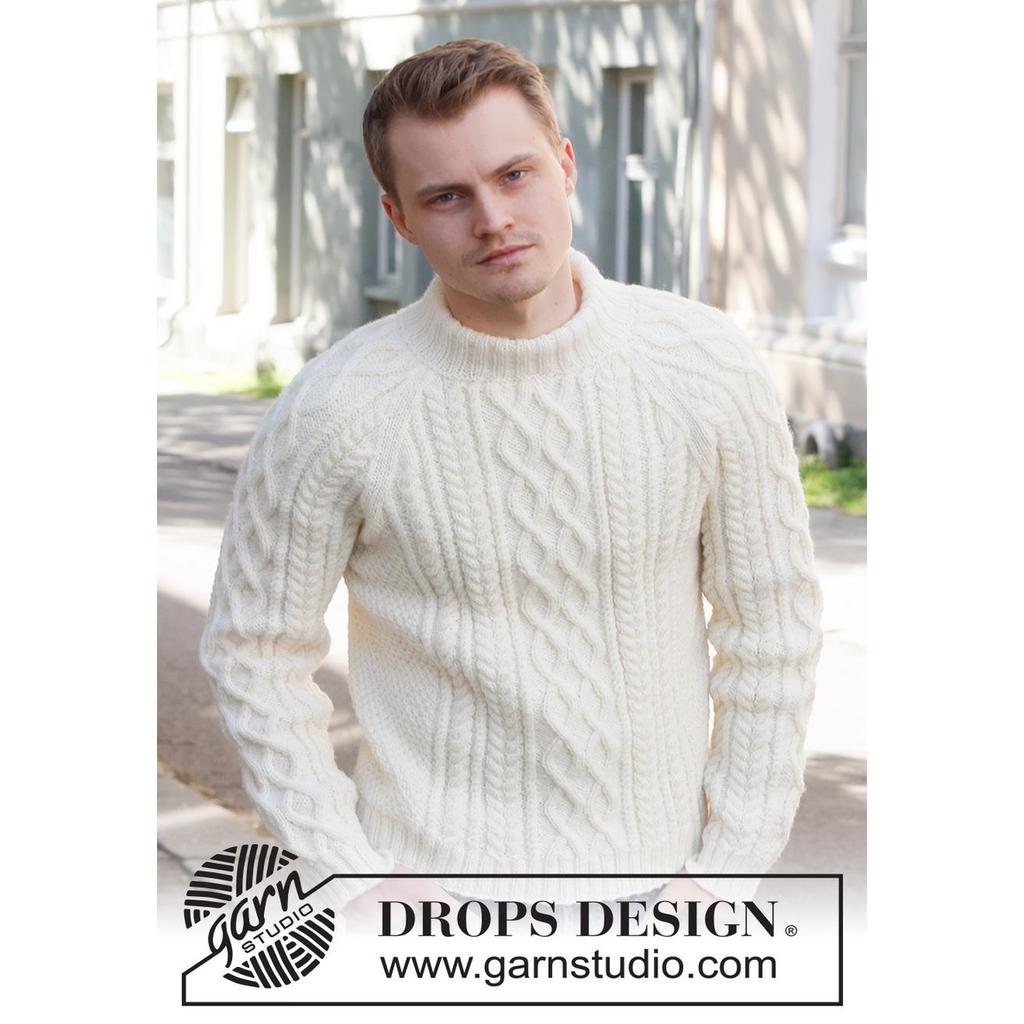 Ice Island Herrenpullover mit Zopfmuster Strickanleitung - Drops Design (PDF)