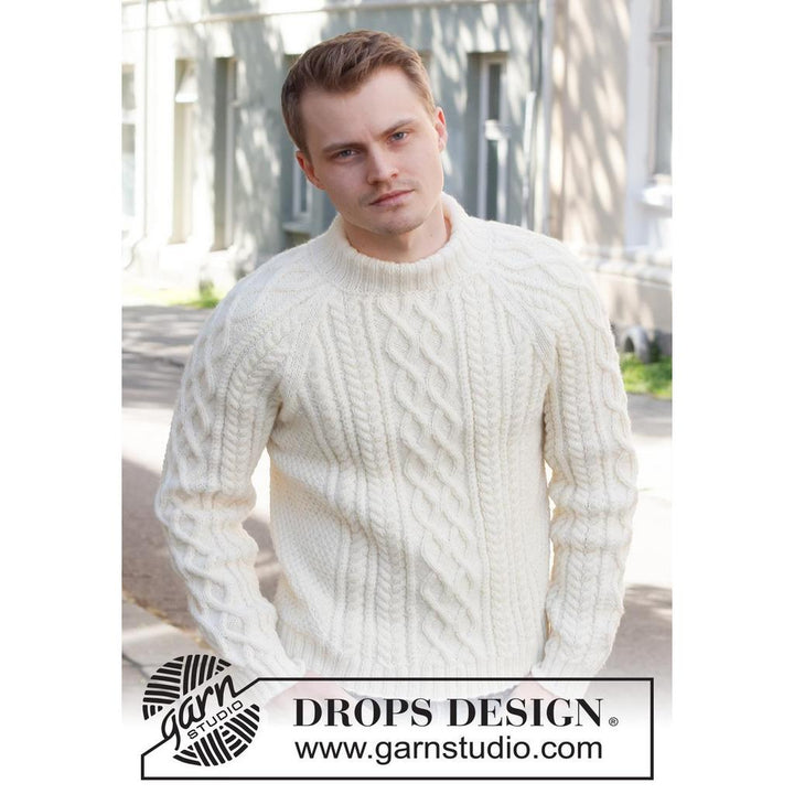 Ice Island Herrenpullover mit Zopfmuster Strickanleitung - Drops Design (PDF)