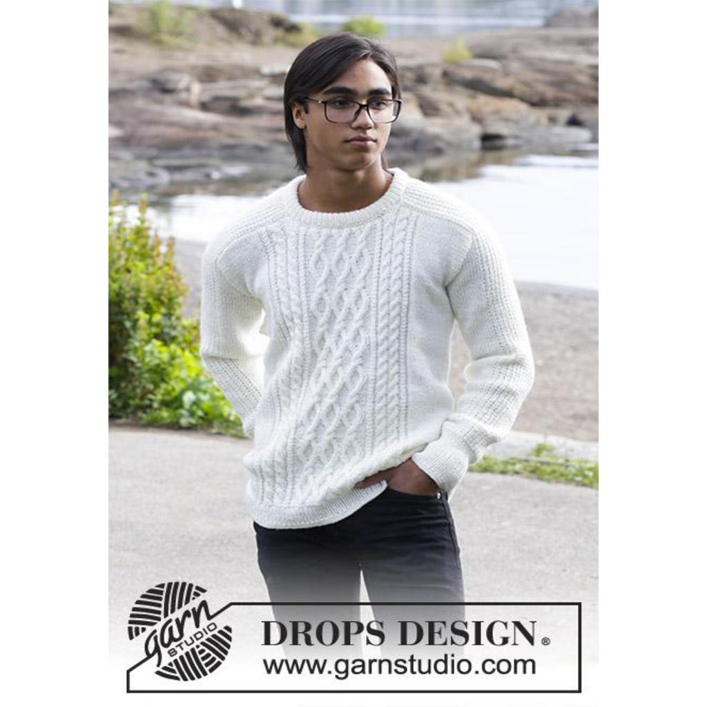 Herren Pullover mit Zopfmuster Strickanleitung - Drops Design (PDF) bei bei Lieblingsgarn