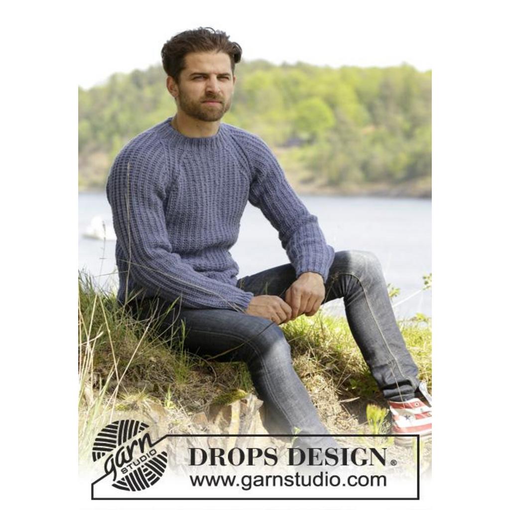 Twin River Herrenpullover mit Raglanärmeln Strickanleitung - Drops Design (PDF) bei Lieblingsgarn