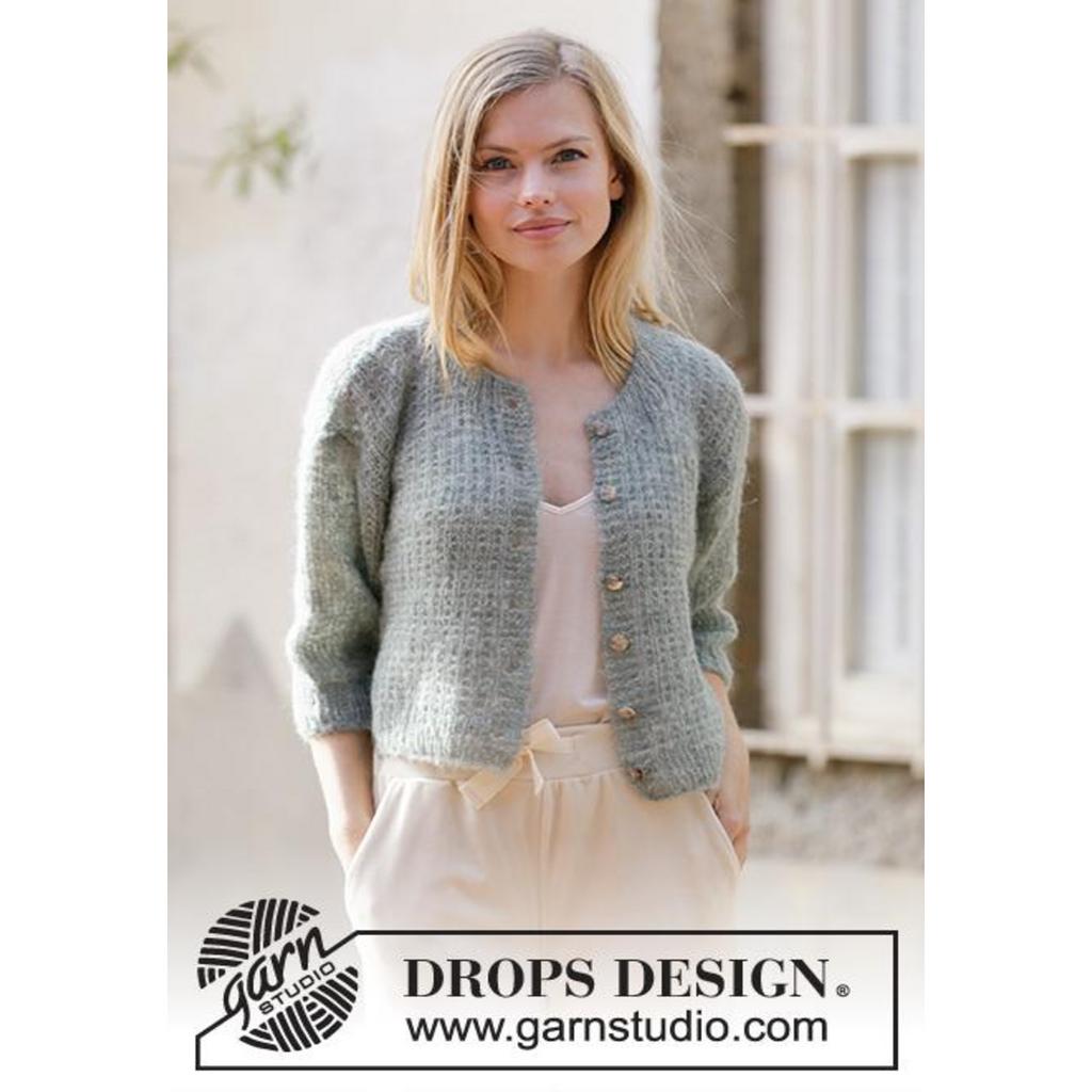 Strickjacke mit kurzen Ärmeln Strickanleitung - Drops Design (PDF) bei Lieblingsgarn