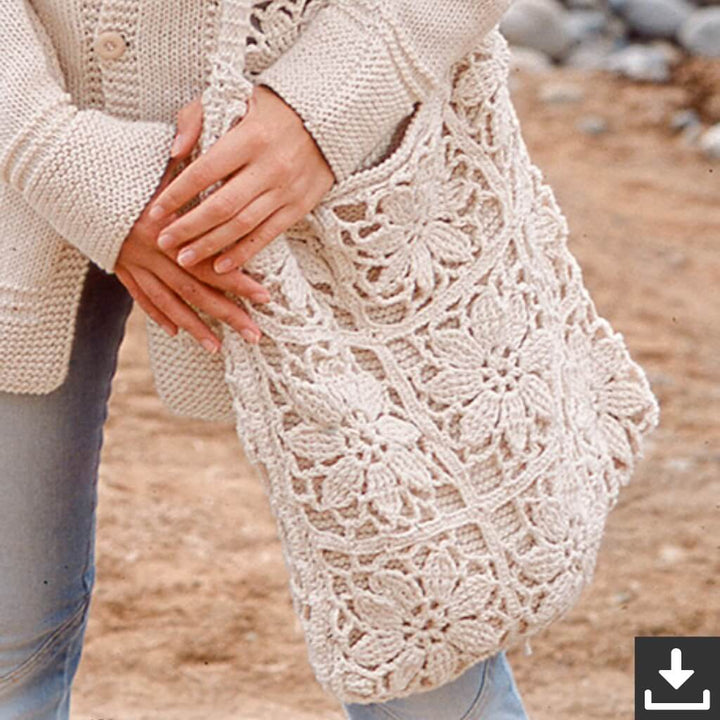 Drops Design Pattern Destiny Bag Blumen-Tasche Häkelkit - Drops (PDF) Lieblingsgarn