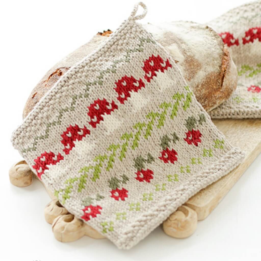 Drops Topflappen im Pilzdesign Strickset - Drops (PDF) Lieblingsgarn