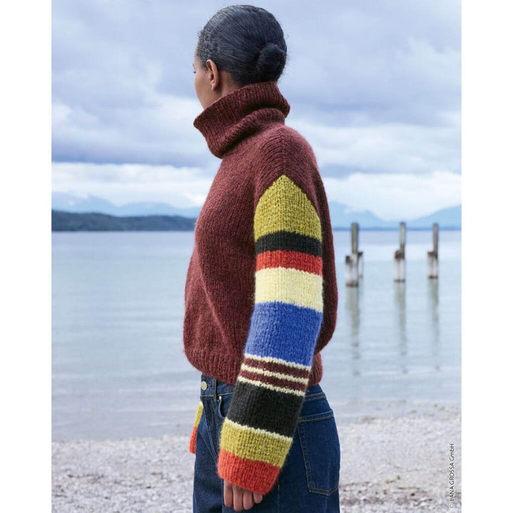 Lana Grossa Pattern Rollkragenpullover mit gestreiften Ärmeln Strickanleitung - Lana Grossa (Heft) Lieblingsgarn
