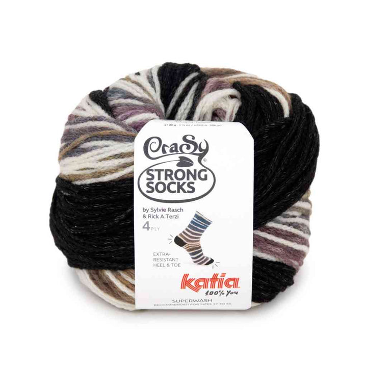 Katia Crasy Strong Socks, Farbe 101 Blau Braun Naturweiß – Baumwolle und Synthetik bei Lieblingsgarn