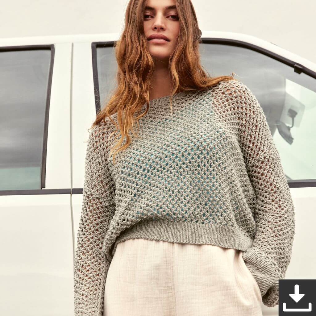 Lana Grossa Pattern Gittermuster Damen Pullover Strickanleitung - Lana Grossa (PDF) Lieblingsgarn
