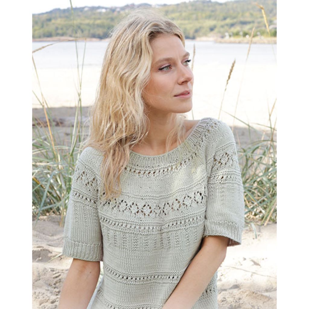 Drops Design Pattern Damen Pullover Green Grove Tea Strickset - Drops (PDF) Lieblingsgarn