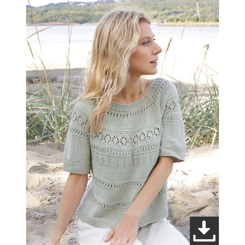 Drops Design Pattern Damen Pullover Green Grove Tea Strickset - Drops (PDF) Lieblingsgarn