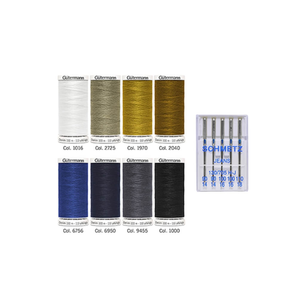 Gütermann Gütermann Nähfaden-Set Denim inkl. Jeans-Nähnadeln Lieblingsgarn
