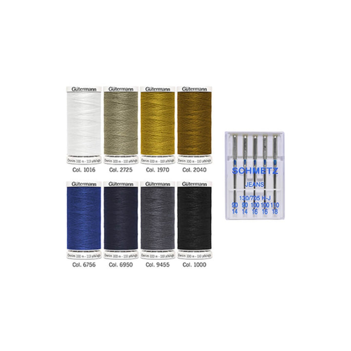 Gütermann Gütermann Nähfaden-Set Denim inkl. Jeans-Nähnadeln Lieblingsgarn