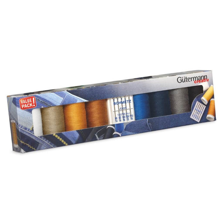 Gütermann Gütermann Nähfaden-Set Denim inkl. Jeans-Nähnadeln Lieblingsgarn
