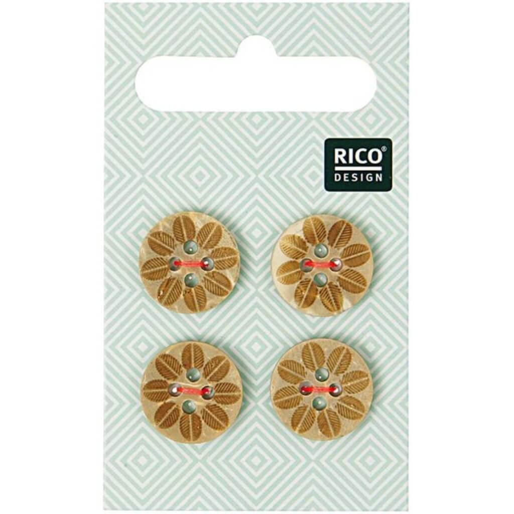 Rico Design Rico Design Holzknöpfe mit Blüte 16 mm Lieblingsgarn