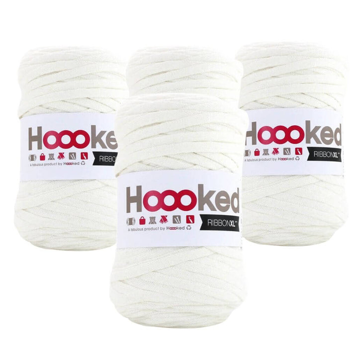 Hoooked Pearl White Hoooked RibbonXL 4er Spar-Set Lieblingsgarn