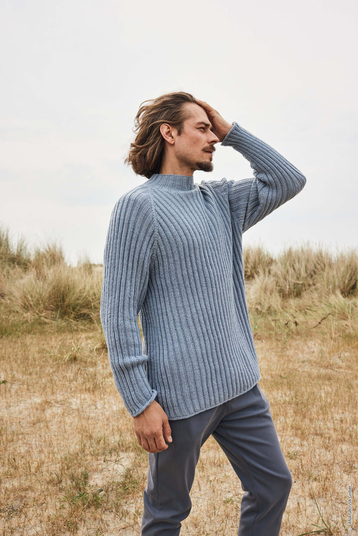 Lieblingsgarn Merino Uno Herrenraglanpullover - Lana Grossa Merino Edition No 3 Modell 18 Lieblingsgarn
