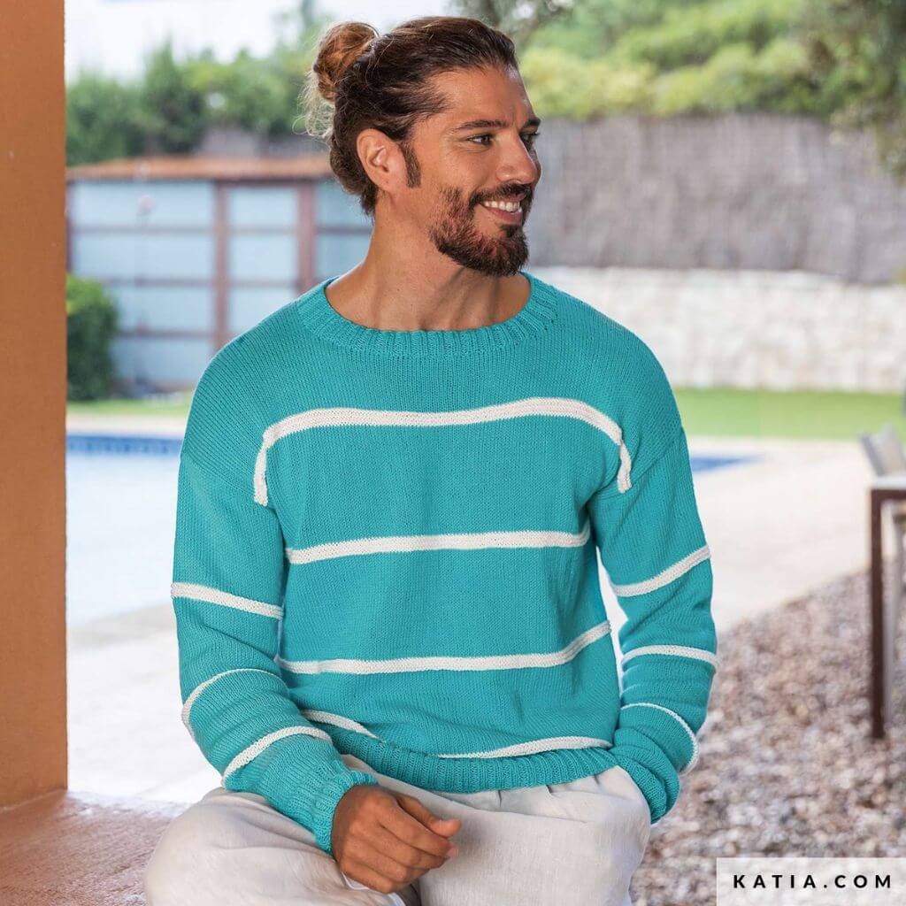 Katia Gestreifter Herrenpullover Strickanleitung - Katia (Heft) Lieblingsgarn