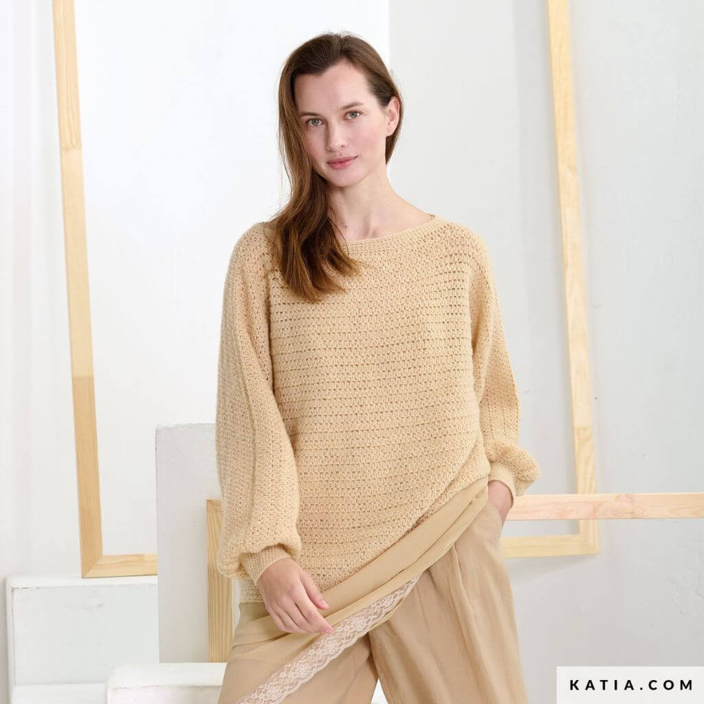 Katia Oversize Pullover mit tiefem Ausschnitt Häkelanleitung - Katia (Heft) Lieblingsgarn