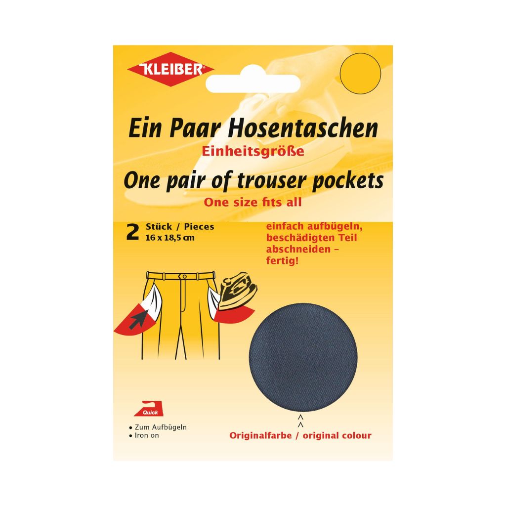 Kleiber 01 - Dunkelgrau Kleiber Quick Ein Paar Hosentaschen zum Aufbügeln Lieblingsgarn