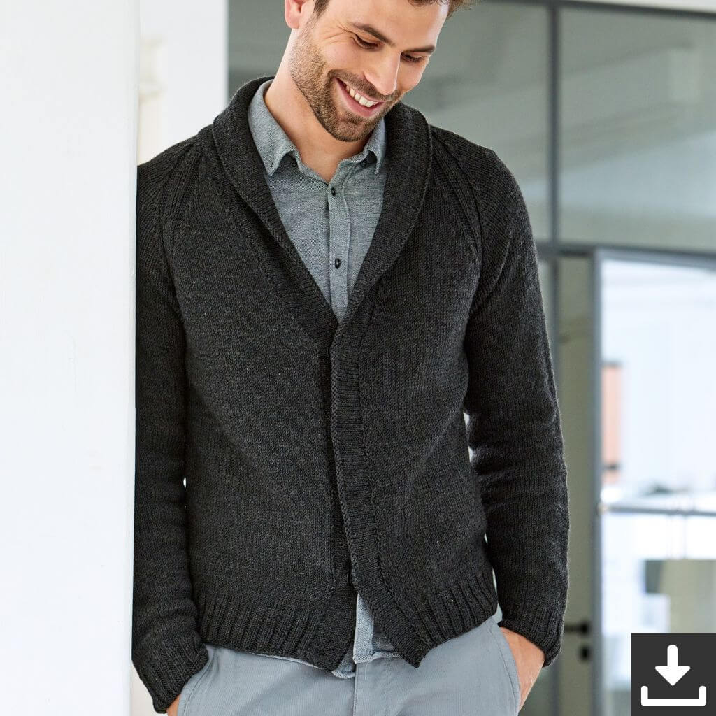 Lana Grossa Pattern Herren Cardigang Strickset - Lana Grossa (PDF) Lieblingsgarn