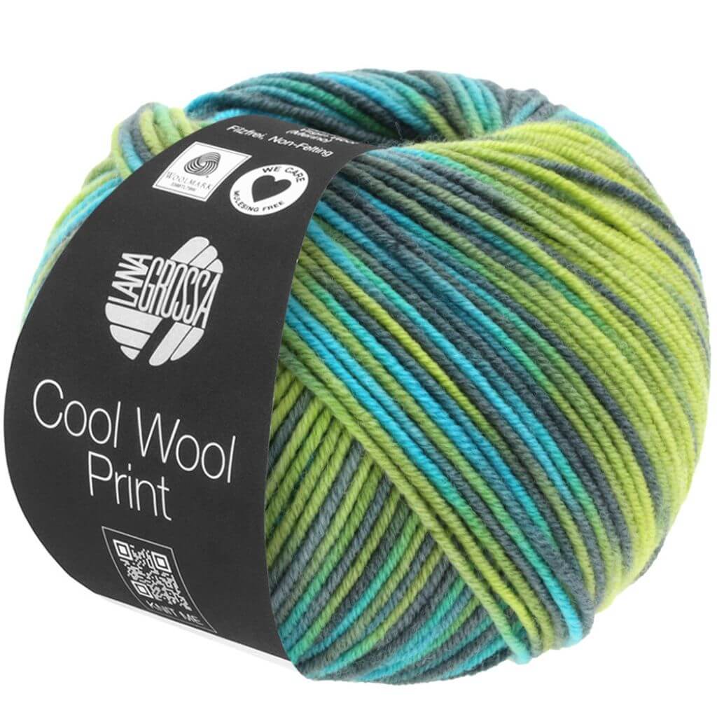 Lana Grossa 784 - Gelbgrün/Türkis/Graugrün/Petrol Lana Grossa Cool Wool Print 50g Lieblingsgarn
