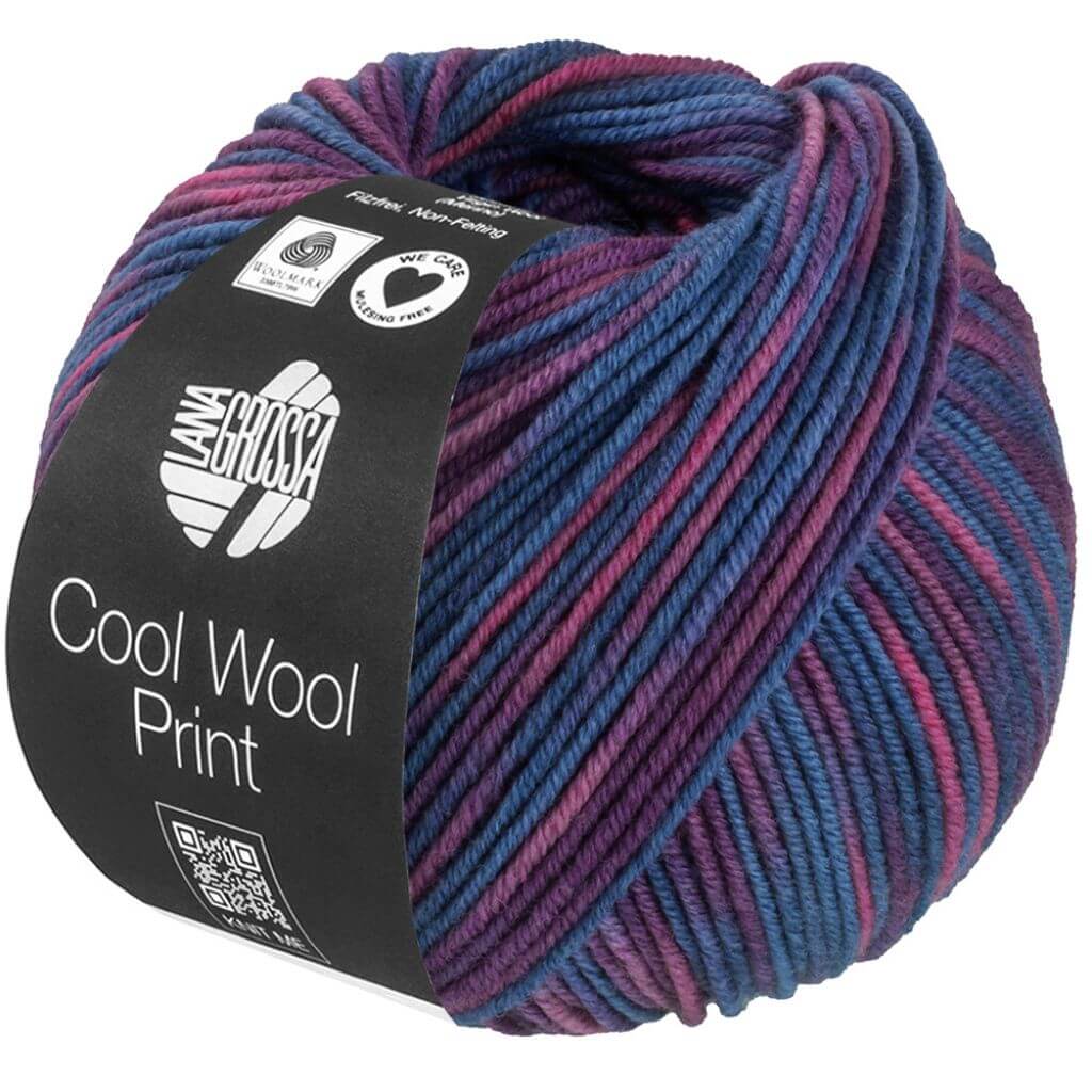 Lana Grossa 837 - Taubenblau/Pflaume/Rotviolett Lana Grossa Cool Wool Print 50g Lieblingsgarn
