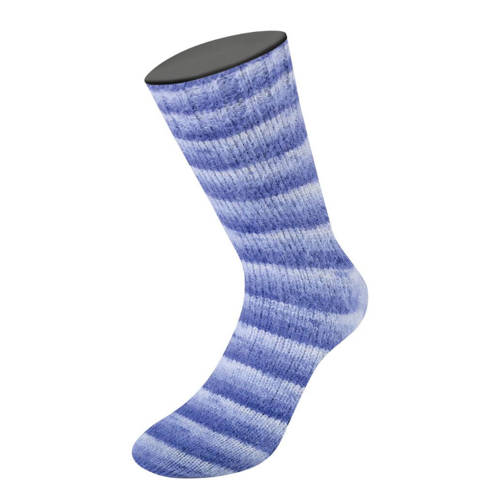 Lana Grossa 101 - Blauviolett/Veilchenblau/Zartviolett/Weiß Lana Grossa Cosy Socks Soft Stripes Lieblingsgarn