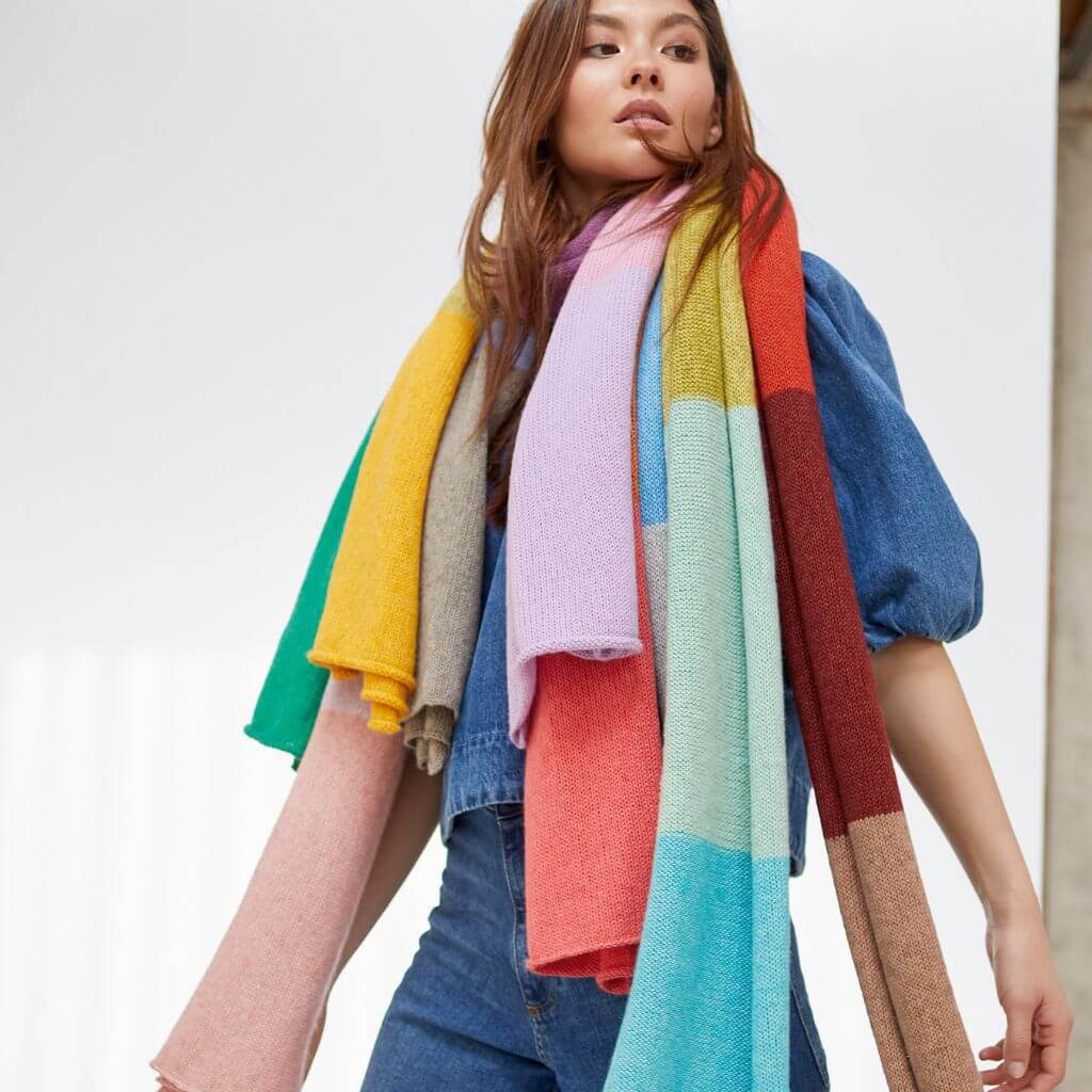 Lana Grossa Pattern Mehrfarbiger Schal Strickset - Lana Grossa (PDF) Lieblingsgarn