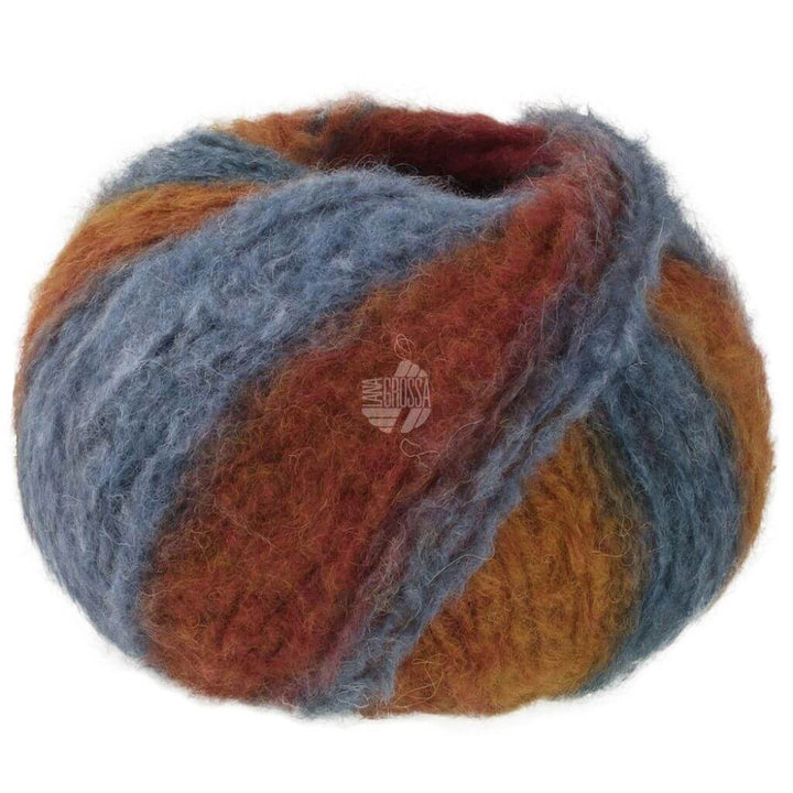 Lana Grossa 19 - Stahl-/Graublau/Ocker/RotbraunWeinrot Lana Grossa Gigante Lieblingsgarn