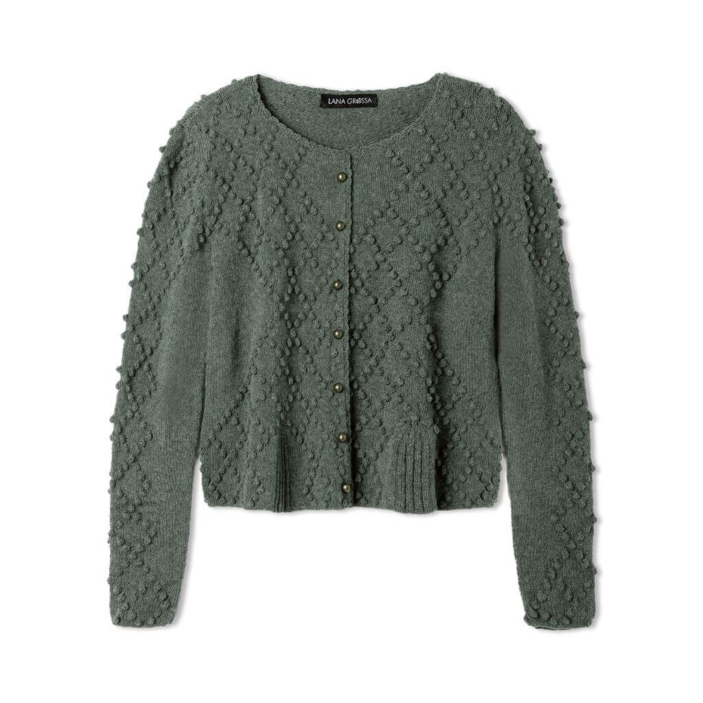 Lana Grossa Pattern Jacke Noppenrautenmuster Strickanlektung - Lana Grossa (Heft) Lieblingsgarn