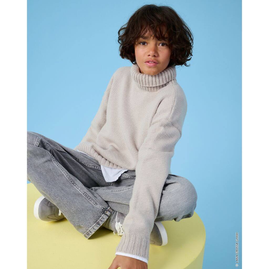 Rollkragenpullover mit Seitenschlitz Strickanleitung - Lana Grossa (Heft)
