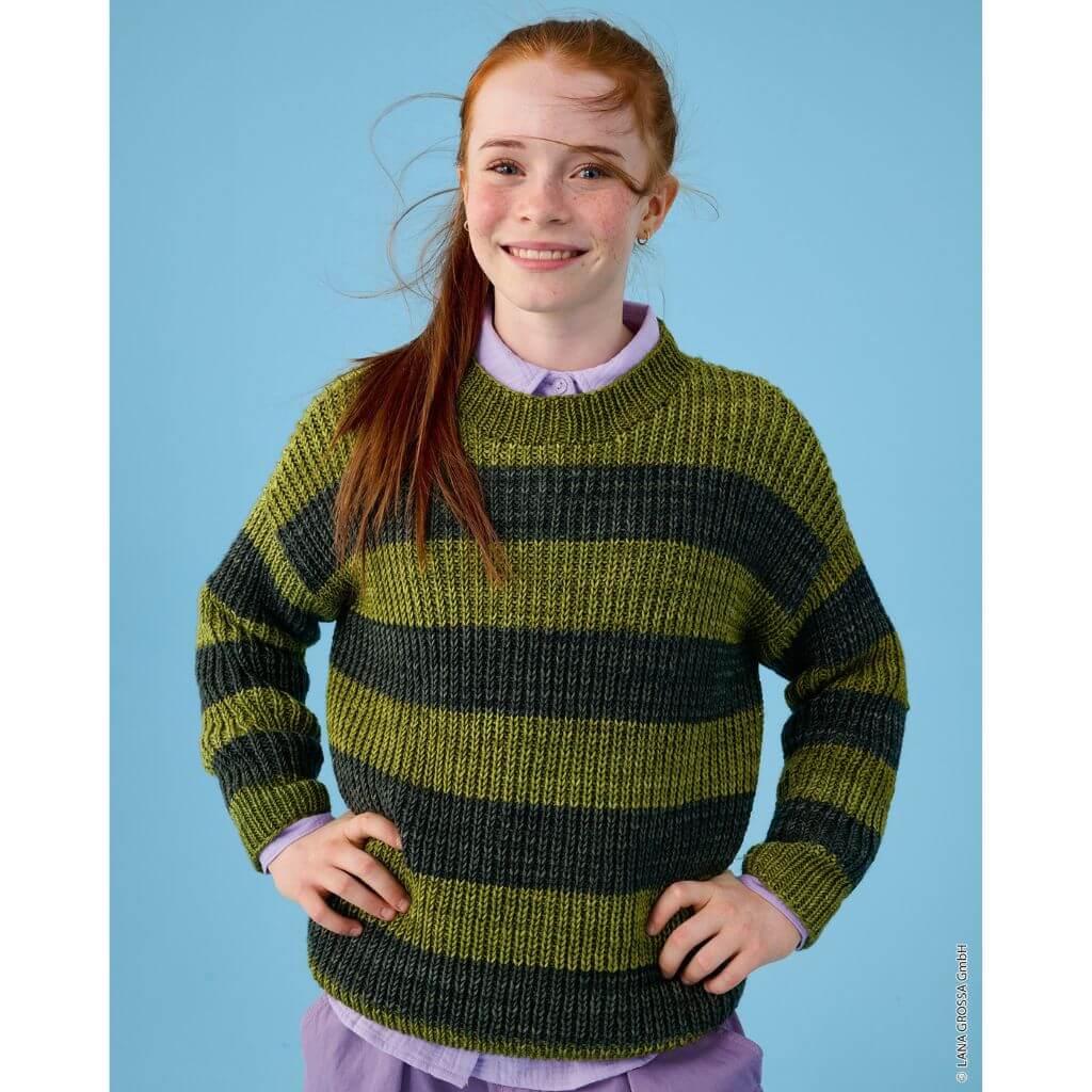 Kinder-Streifenpullover im Halbpatent Strickanleitung - Lana Grossa (Heft)