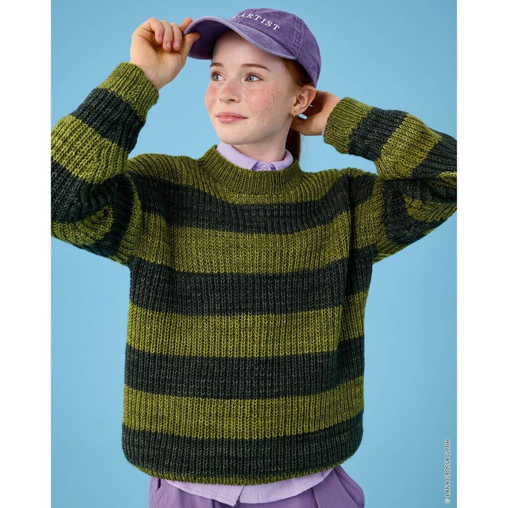 Kinder-Streifenpullover im Halbpatent Strickanleitung - Lana Grossa (Heft)