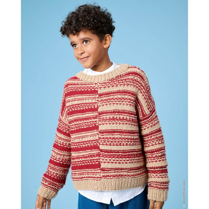 Lana Grossa Kinderpullover mit gespiegeltem Streifenmuster Strickanleitung – Produktansicht bei Lieblingsgarn