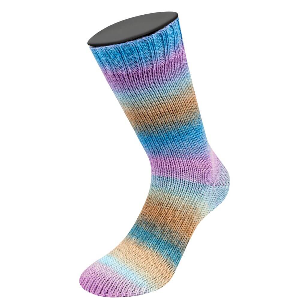 Lana Grossa Meilenweit 100 Color Mix Multi 8002 - Graubraun/Grège/Kornblume/Flieder/Pastellblau Lieblingsgarn