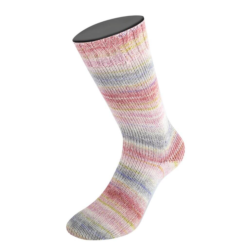 Lana Grossa 4122 - Dunkelrot/Altrosa/Pistazie/Fliederrosa/Creme/ Lavendel/Hellgrau/Grau Lana Grossa Meilenweit 100 Merino Extrafine Cremoso Lieblingsgarn