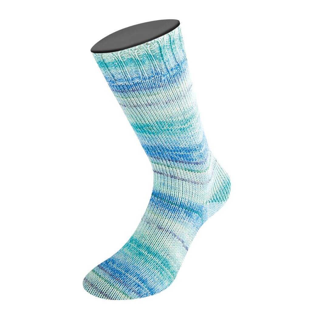Lana Grossa 4124 - Türkis/Hell-/Weißtürkis/Hellblau/Blau/Grauviolett/ Grün Lana Grossa Meilenweit 100 Merino Extrafine Cremoso Lieblingsgarn