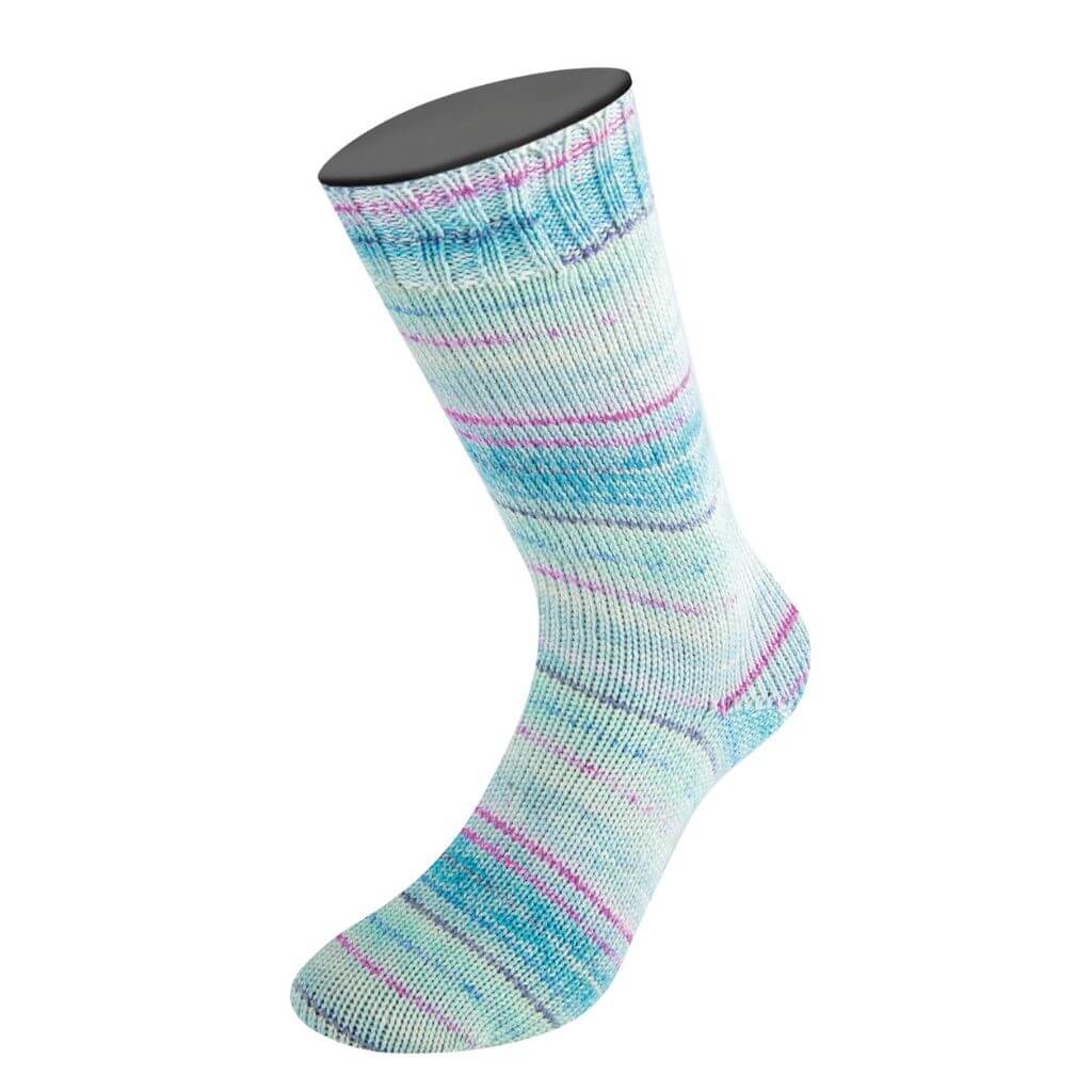 Lana Grossa 4126 - Fuchsia/Blasslila/Türkis/Hell-/Weißtürkis/ Graublau/Blau Lana Grossa Meilenweit 100 Merino Extrafine Cremoso Lieblingsgarn