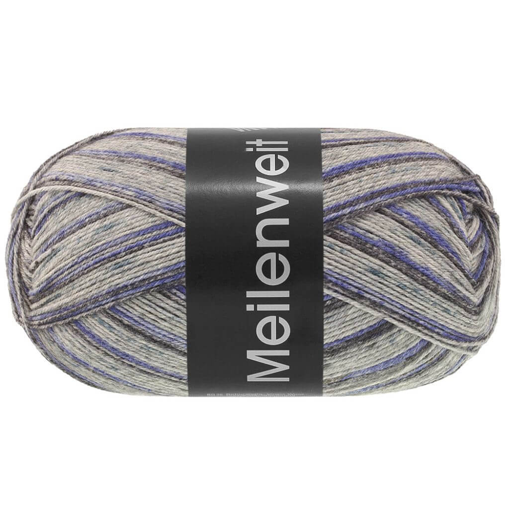 Lana Grossa 4663 - Zartgrau/Dunkelviolett/Graublau/Hellgrau/ Grau Lana Grossa Meilenweit 100 Denim Mix Lieblingsgarn