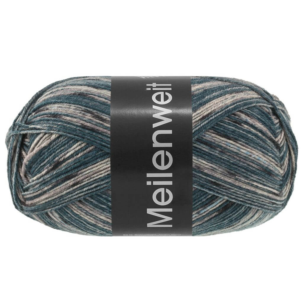 Lana Grossa 4664 - Hell-/Mittel-/Dunkelgrau/Hellblau/Anthrazit Lana Grossa Meilenweit 100 Denim Mix Lieblingsgarn