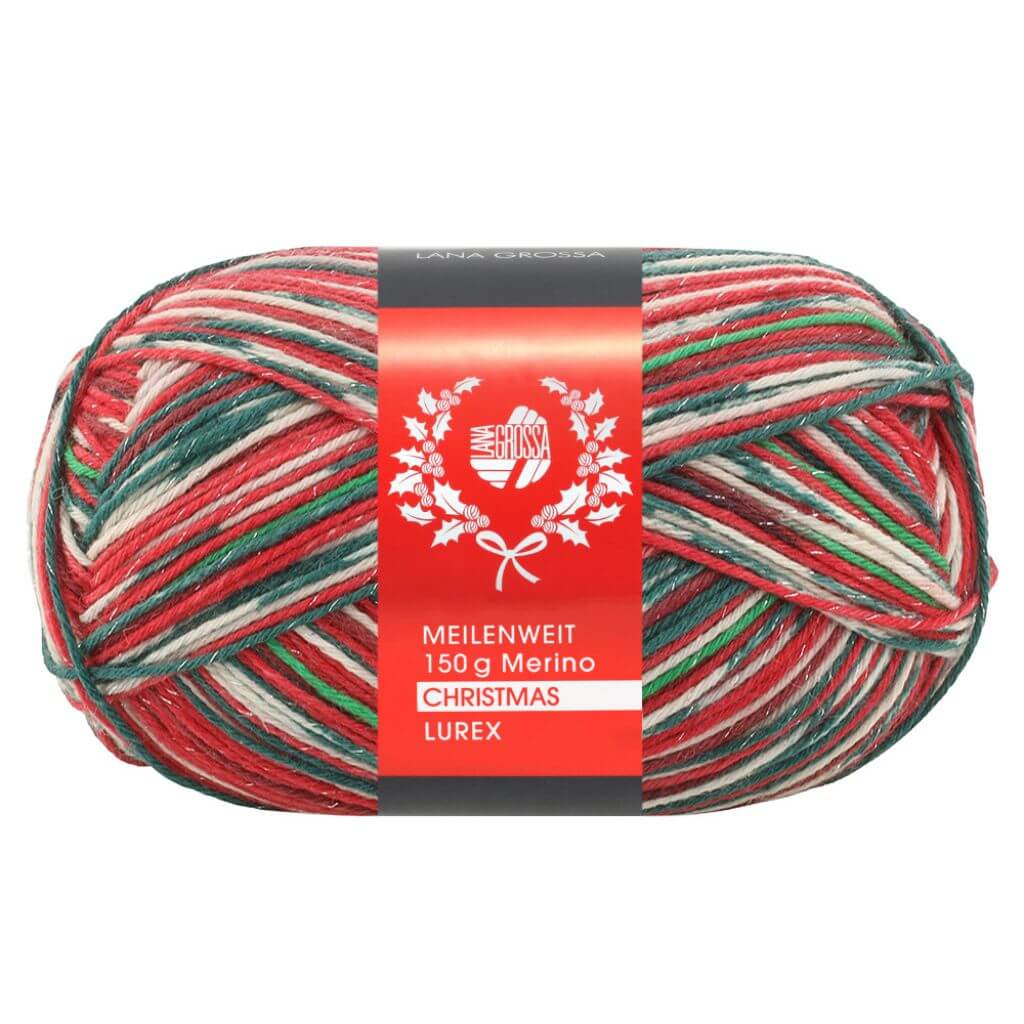 Lana Grossa 633 - Dunkelgrün/Weiß/Rot/Hellgrün/Dunkelrot Lana Grossa Meilenweit 6-fach Merino Christmas Lieblingsgarn