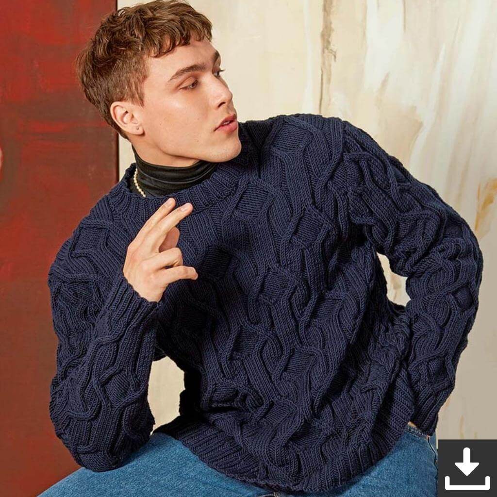 Lang Yarns Pattern Herren Pullover mit Strukturmuster Strickanleitung - Lang Yarns (PDF) Lieblingsgarn