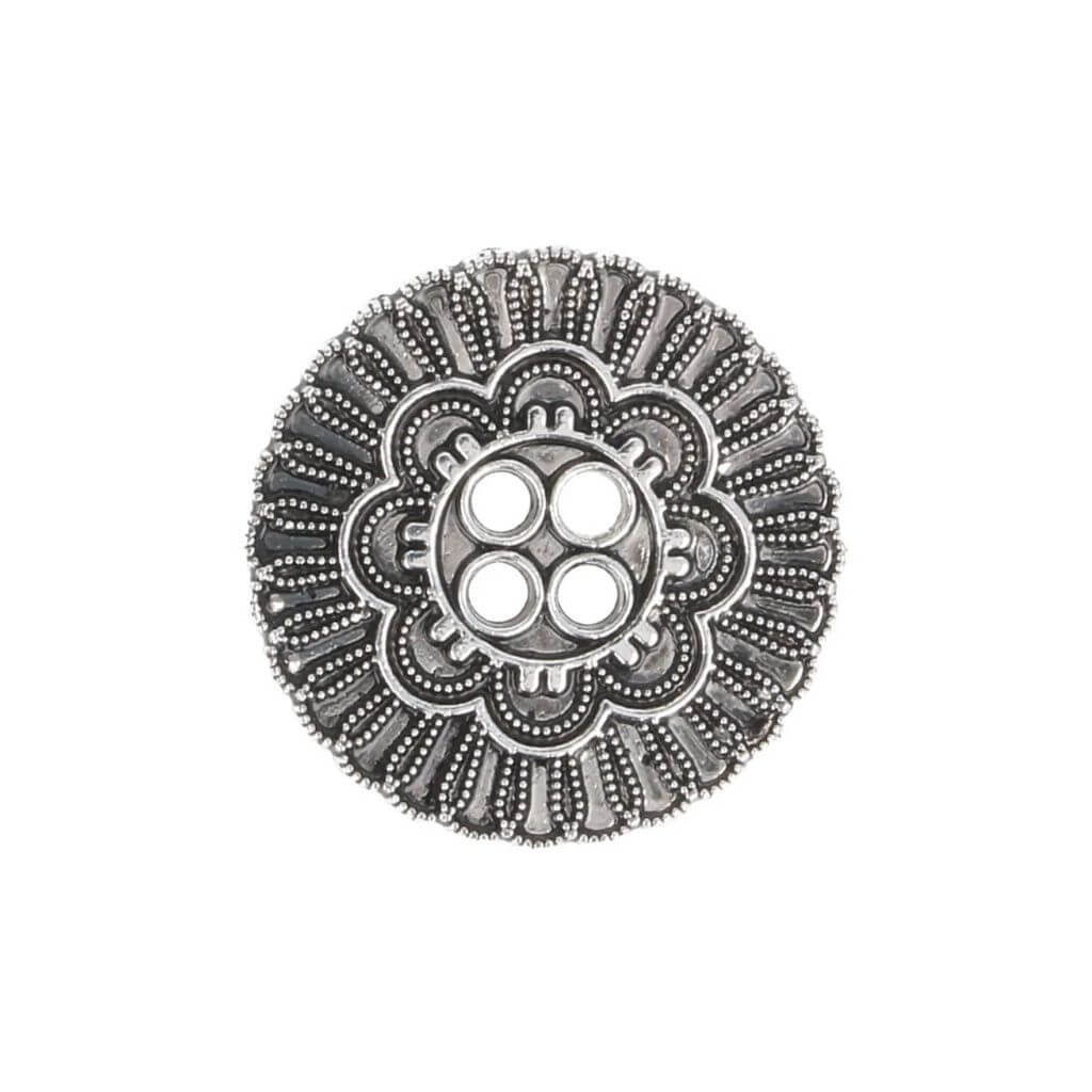 Milward Knopf 4-Loch Blume Antik 22mm altsilbern - 1x5Stk