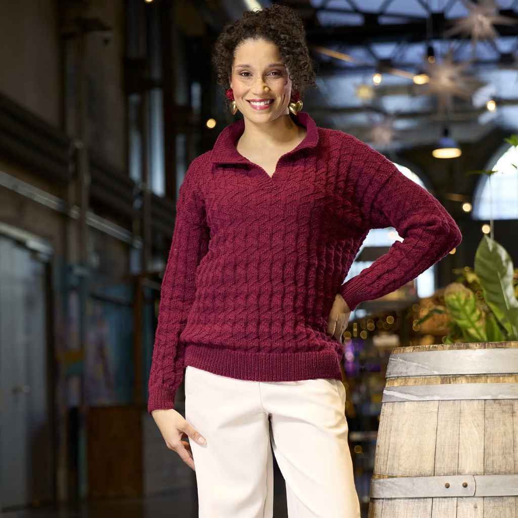 Pullover Strukturmuster mit Kragen Strickanleitung - Pro Lana (Heft)