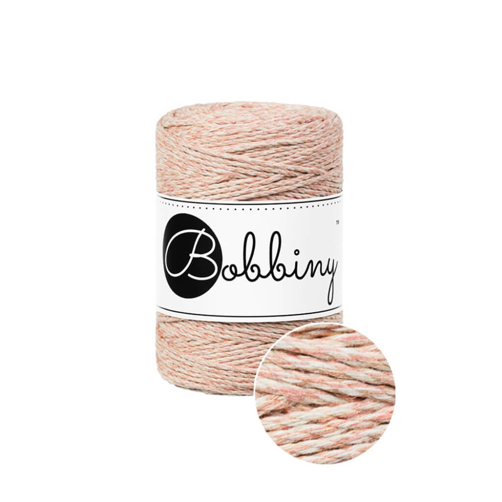 Bobbiny Makramee Garn 1,5 mm x 100 m gedreht Peach Shake Lieblingsgarn