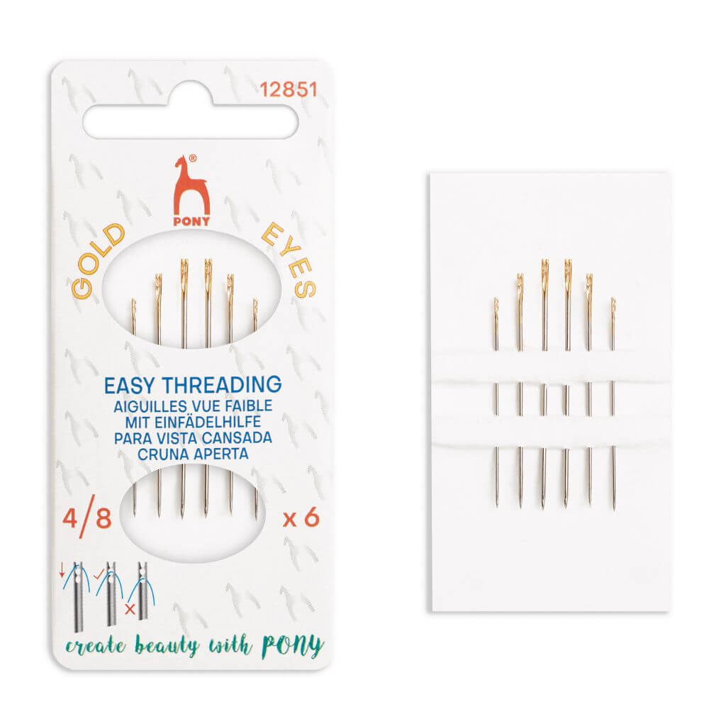Pony Easy Threading Nähnadeln mit Einfädelhilfe und Goldöhr