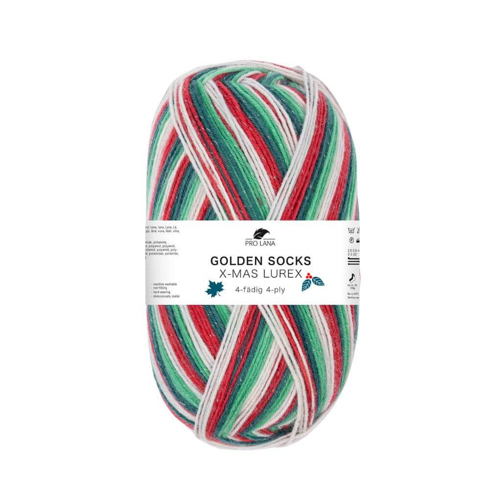 Pro Lana Golden Socks X-Mas Lurex, Farbe 50909 – Schurwolle und Synthetik bei Lieblingsgarn