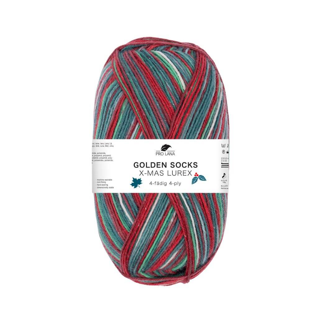 Pro Lana Golden Socks X-Mas Lurex, Farbe 50910 – Schurwolle und Synthetik bei Lieblingsgarn