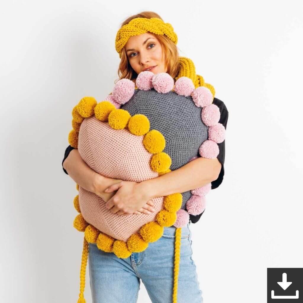 Rico Design Pattern Kissen mit Pompons Häkelanleitung - Rico Design (PDF) Lieblingsgarn