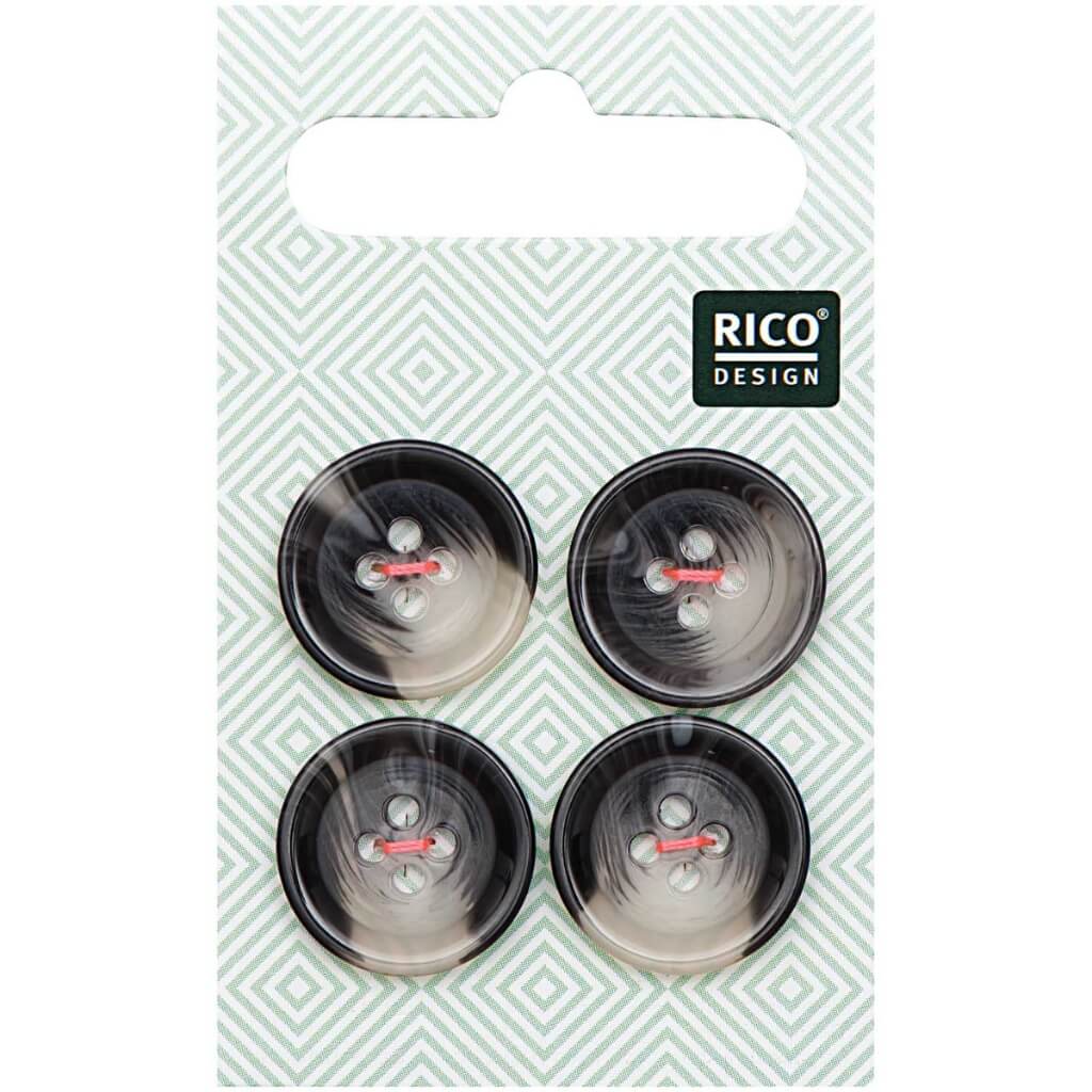 Rico Design Knöpfe strukturiert, grau 1,7 cm Lieblingsgarn