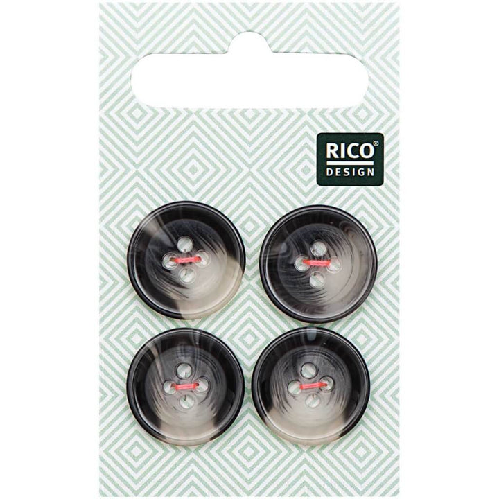 Rico Design Knöpfe strukturiert, grau 1,7 cm Lieblingsgarn
