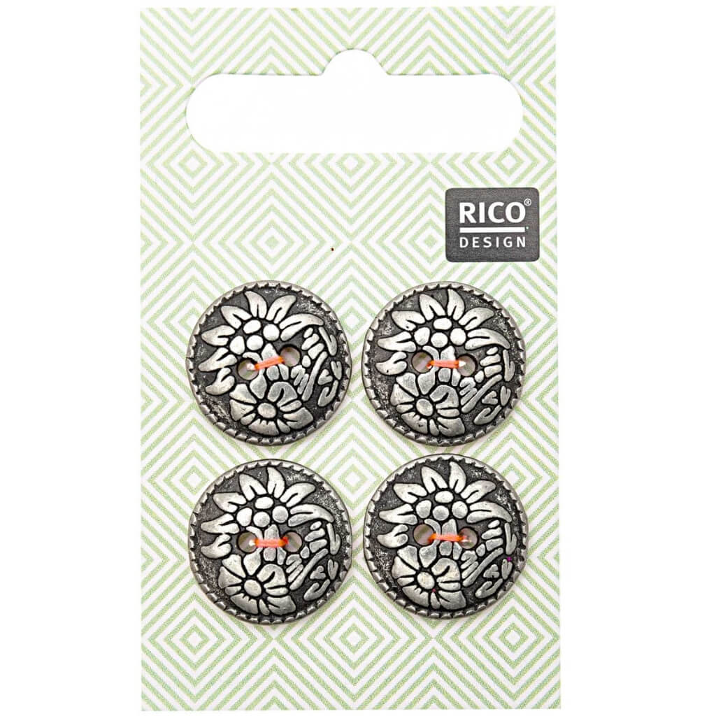 Rico Design Trachtenknöpfe Blumen 1,7 cm Lieblingsgarn